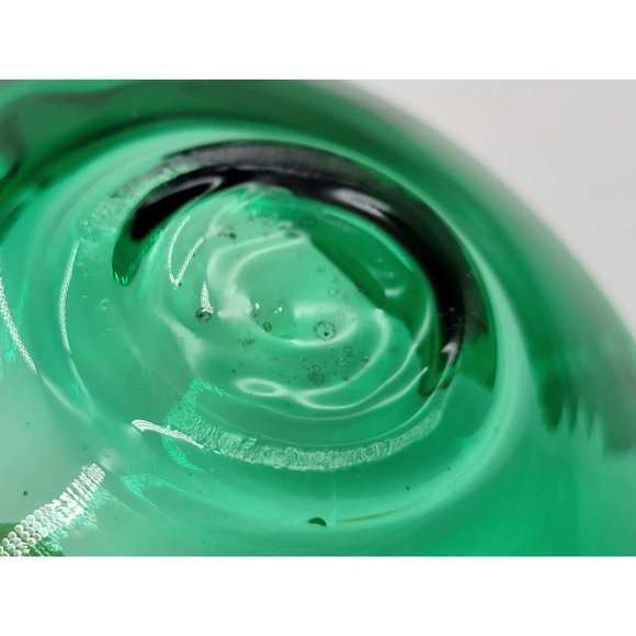 MCM Green Blown Glass Dish Tri-Corner Scalloped Rim Candy Dish - Picture 11 of 12